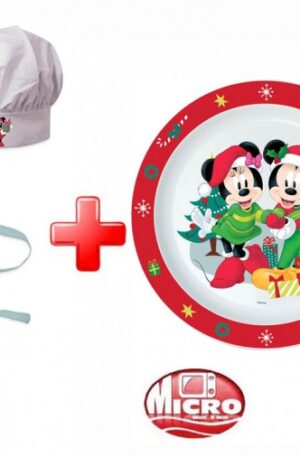 Disney Minnie and Mickey Karácsonyi kötény és műanyag étkészlet szett