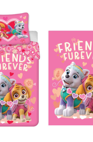 Mancs Őrjárat Friends Furever gyerek, ovis ágyneműhuzat és polár takaró szett