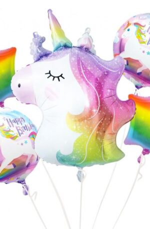 Unikornis Rainbow fólia lufi 5 db-os szett