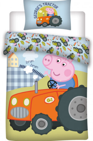 Peppa malac George's Tractor gyerek, ovis ágyneműhuzat 100×135cm, 40×60 cm