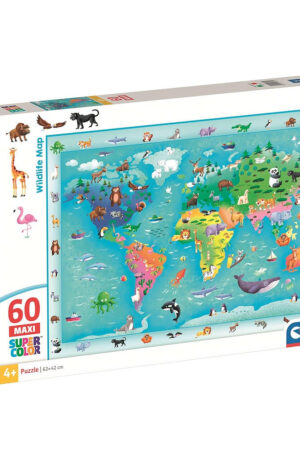 Térkép Wildlife 60 db-os maxi puzzle Clementoni