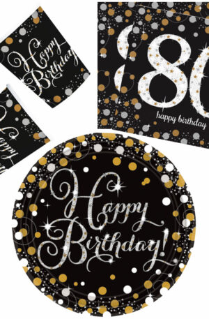 Happy Birthday Gold 80 party szett 32 db-os 23 cm-es tányérral