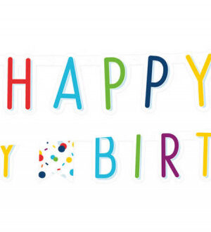 Konfettis Colorful Happy Birthday felirat 180 cm