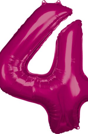 Rózsaszín Pink óriás szám fólia lufi 4-es, 88x66 cm