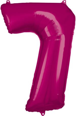 Rózsaszín Pink óriás szám fólia lufi 7-es, 88x58 cm