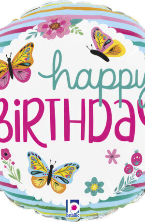 Happy Birthday Butterflies mini fólia lufi 19 cm (WP)