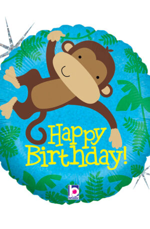 Happy Birthday Monkey Buddy Holo fólia lufi 46 cm