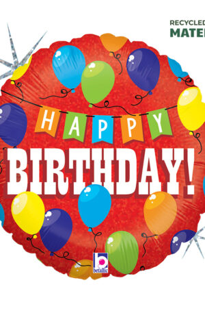 Happy Birthday Party Holo fólia lufi 46 cm