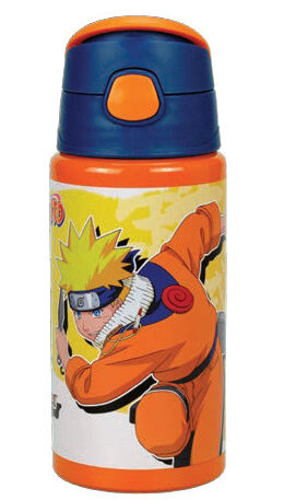 Naruto Fire Orange alumínium szívószálas kulacs akasztóval 500 ml