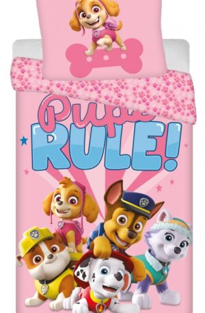 Mancs Őrjárat Pups Rule Pink ágyneműhuzat 140×200cm, 70×90 cm microfibre