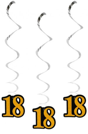 Happy Birthday 18 B&C szalag dekoráció 3 db-os szett