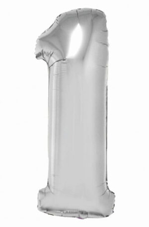 Ezüst 1-es Silver szám fólia lufi 76 cm