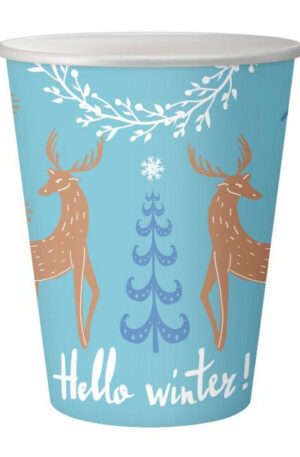 Karácsonyi Hello Winter Blue papír pohár 6 db-os 250 ml
