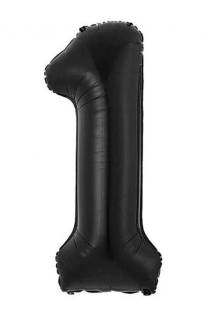 Fekete 1-es B&C Matt Black szám fólia lufi 85 cm