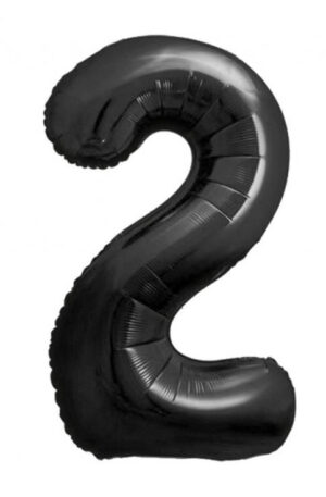 Fekete 2-es B&C Matt Black szám fólia lufi 85 cm