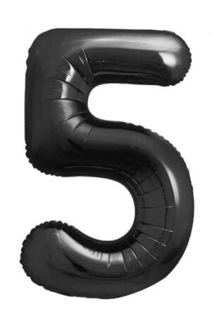 Fekete 5-ös B&C Matt Black szám fólia lufi 85 cm