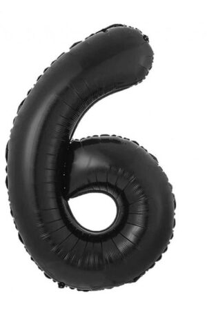 Fekete 6-os B&C Matt Black szám fólia lufi 85 cm
