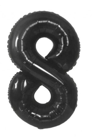 Fekete 8-as B&C Matt Black szám fólia lufi 85 cm