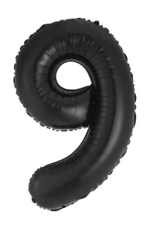 Fekete 9-es B&C Matt Black szám fólia lufi 85 cm