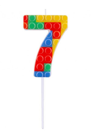 Építőkocka 7-es Pick Blocks tortagyertya, számgyertya