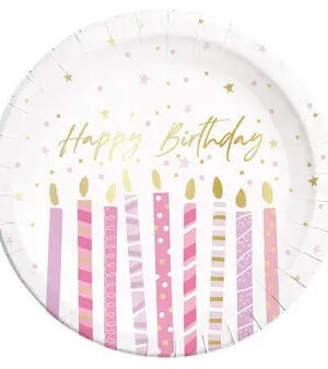 Happy Birthday Candles papírtányér 8 db-os 23 cm FSC