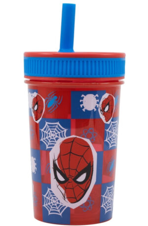 Pókember Grid szilikon szívószálas pohár 420 ml