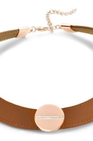 Victoria Fehér köves rose gold színű bőr nyaklánc