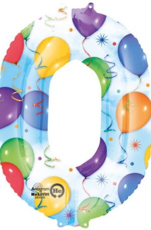 Óriás Balloons 0-ás szám Fólia lufi 88x63 cm
