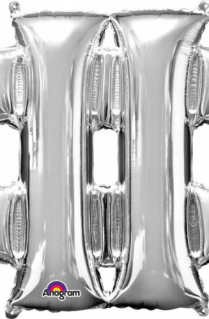 Ezüst Silver mini fólia lufi hashtag ikon 33 cm