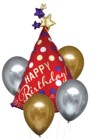 Szatén Luxe Happy Birthday fólia lufi 5 db-os szett