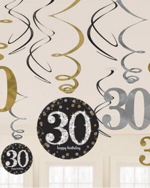 Happy Birthday Gold 30 Szalag dekoráció 12 db-os szett