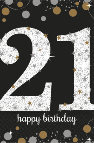 Happy Birthday 21 Gold szalvéta 16 db-os 33x33 cm