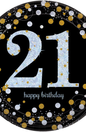 Happy Birthday 21 Gold papírtányér 8 db-os 23 cm