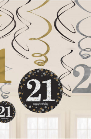 Happy Birthday Gold 21 Szalag dekoráció 12 db-os szett
