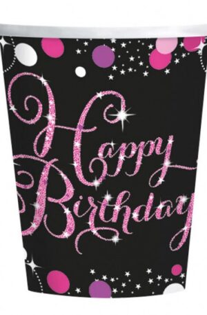 Happy Birthday Pink papír pohár 8 db-os 250 ml