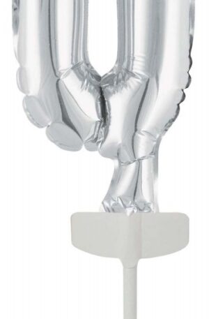 Ezüst Silver 0-ás szám fólia lufi tortára 13 cm