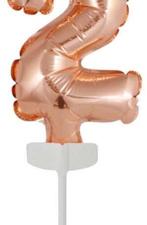 Színes Rose Gold 2-es szám fólia lufi tortára 13 cm