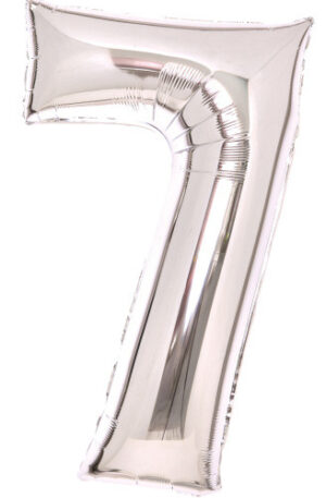 Ezüst Silver 7-es szám fólia lufi 66 cm
