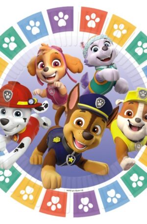 Mancs Őrjárat Color Paws papírtányér 8 db-os 23 cm