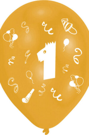 Happy Birthday 1 Ribbon léggömb, lufi 8 db-os 10 inch (25,4cm)