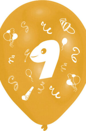 Happy Birthday 9 Ribbon léggömb, lufi 8 db-os 10 inch (25,4cm)