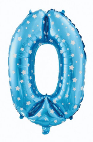 Kék Blue with Stars 0-ás szám fólia lufi 61 cm