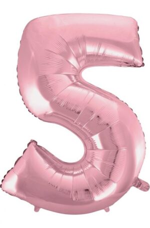 Rózsaszín Light Pink 5-ös szám fólia lufi 92 cm