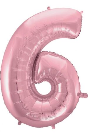 Rózsaszín Light Pink 6-os szám fólia lufi 92 cm