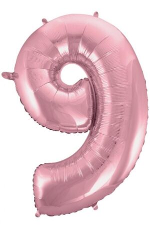 Rózsaszín Light Pink 9-es szám fólia lufi 92 cm