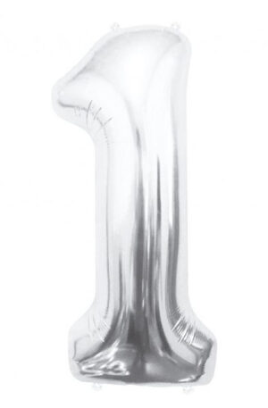 Ezüst Silver 1-es szám fólia lufi 85 cm