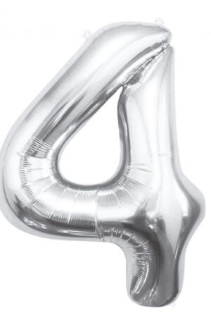 Ezüst Silver 4-es szám fólia lufi 85 cm