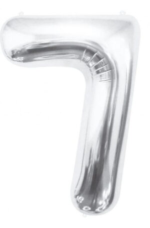Ezüst Silver 7-es szám fólia lufi 85 cm