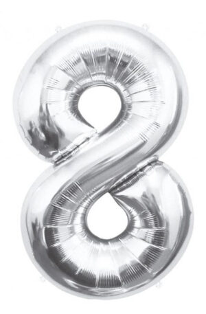 Ezüst Silver 8-as szám fólia lufi 85 cm