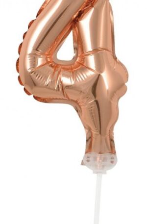 Rose Gold 4-es szám fólia lufi tortára 13 cm